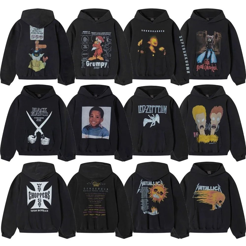 Design Graphic Print Oversized Hoodie Black