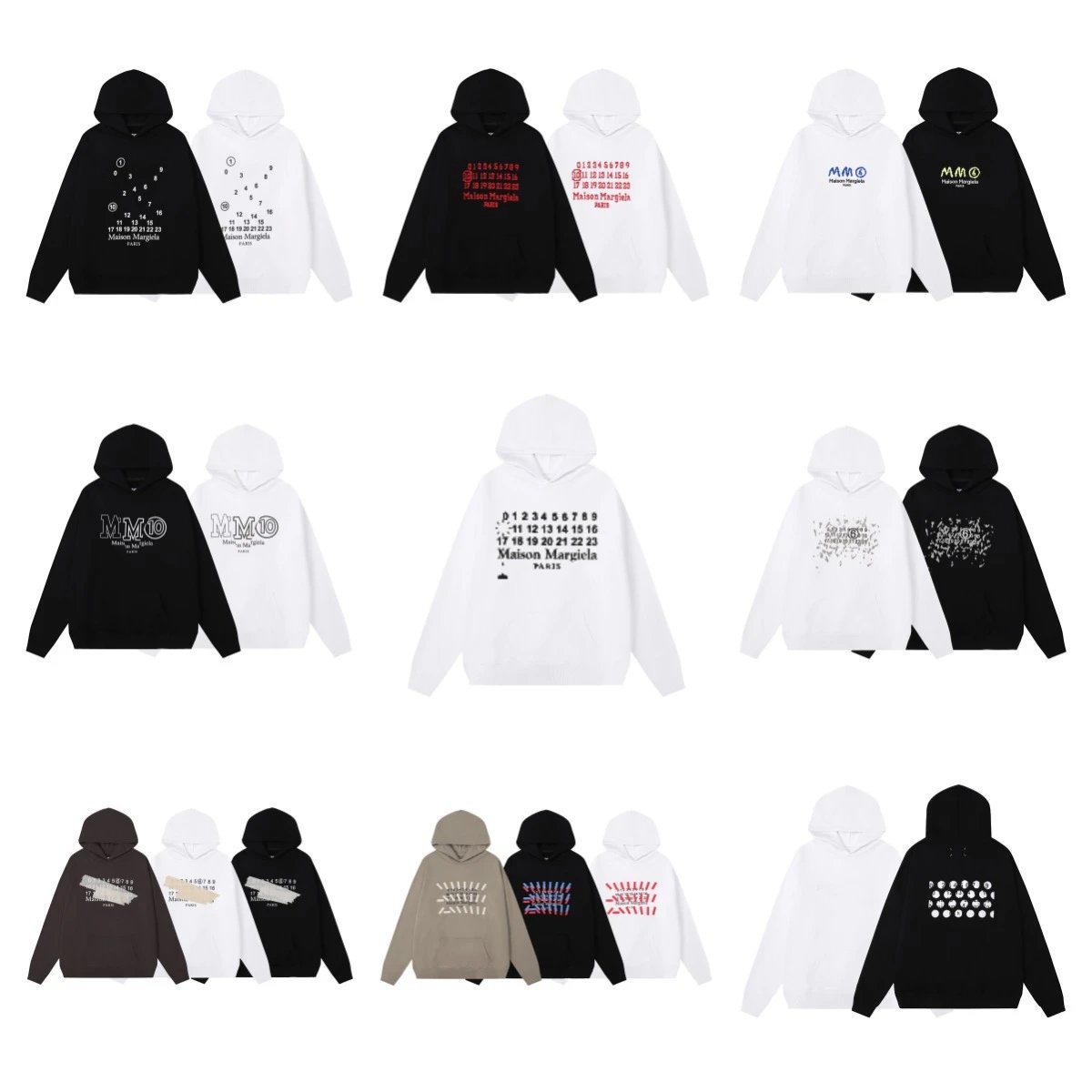 Maison Margiela Numbers Graphic Oversized Hoodie Multicolor