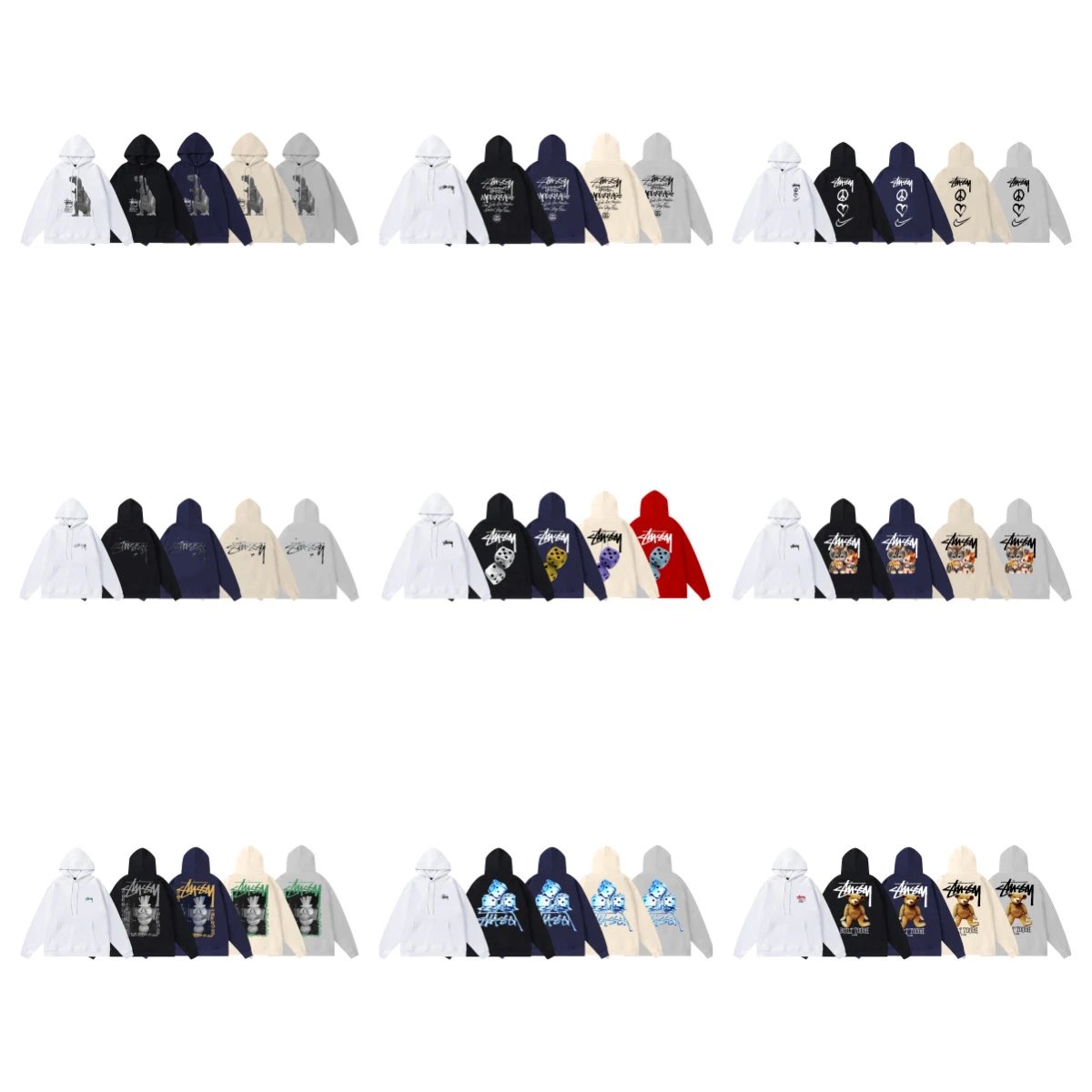 Stussy Graphic Print Streetwear Hoodie Multicolor