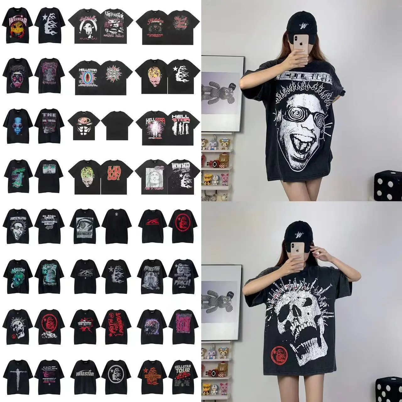Hellstar Graphic Print Oversized Tee Black