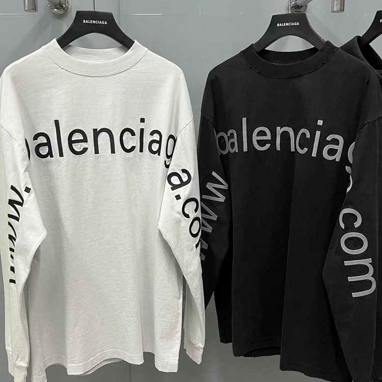 Balenciaga WWW.BALENCIAGA.COM Oversized Long Sleeve Shirt Black and White
