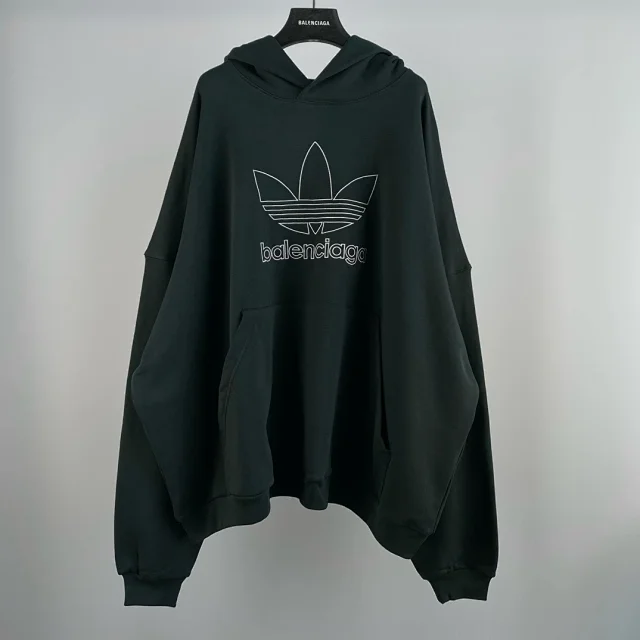 Balenciaga Adidas Oversized Streetwear Hoodie Black