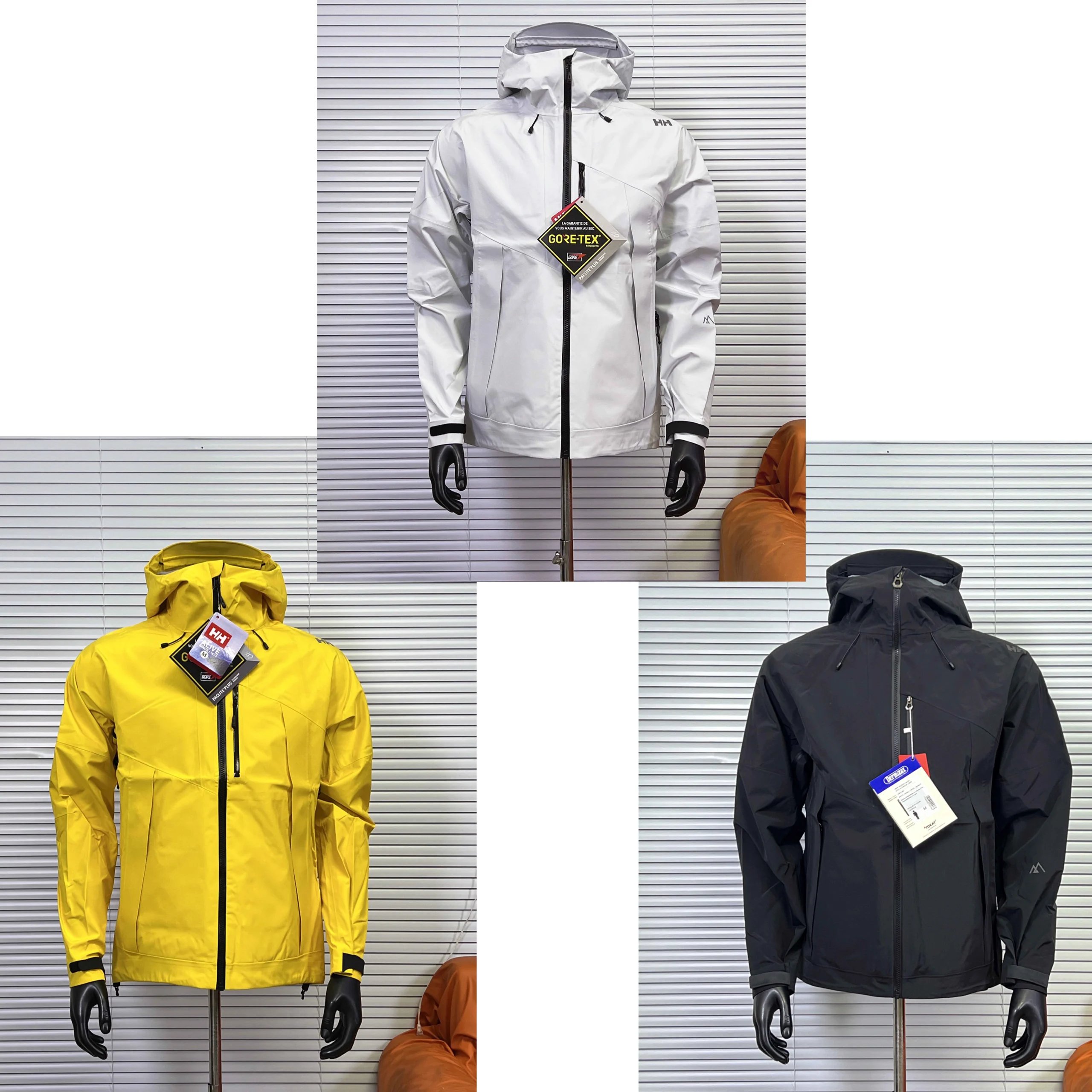 Helly Hansen HH Gore-Tex Paclite Plus Waterproof Jacket White Yellow Black