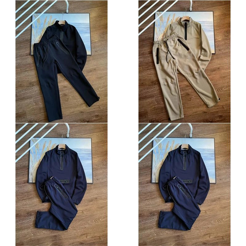 Design Quarter Zip Tracksuit Matching Set Black