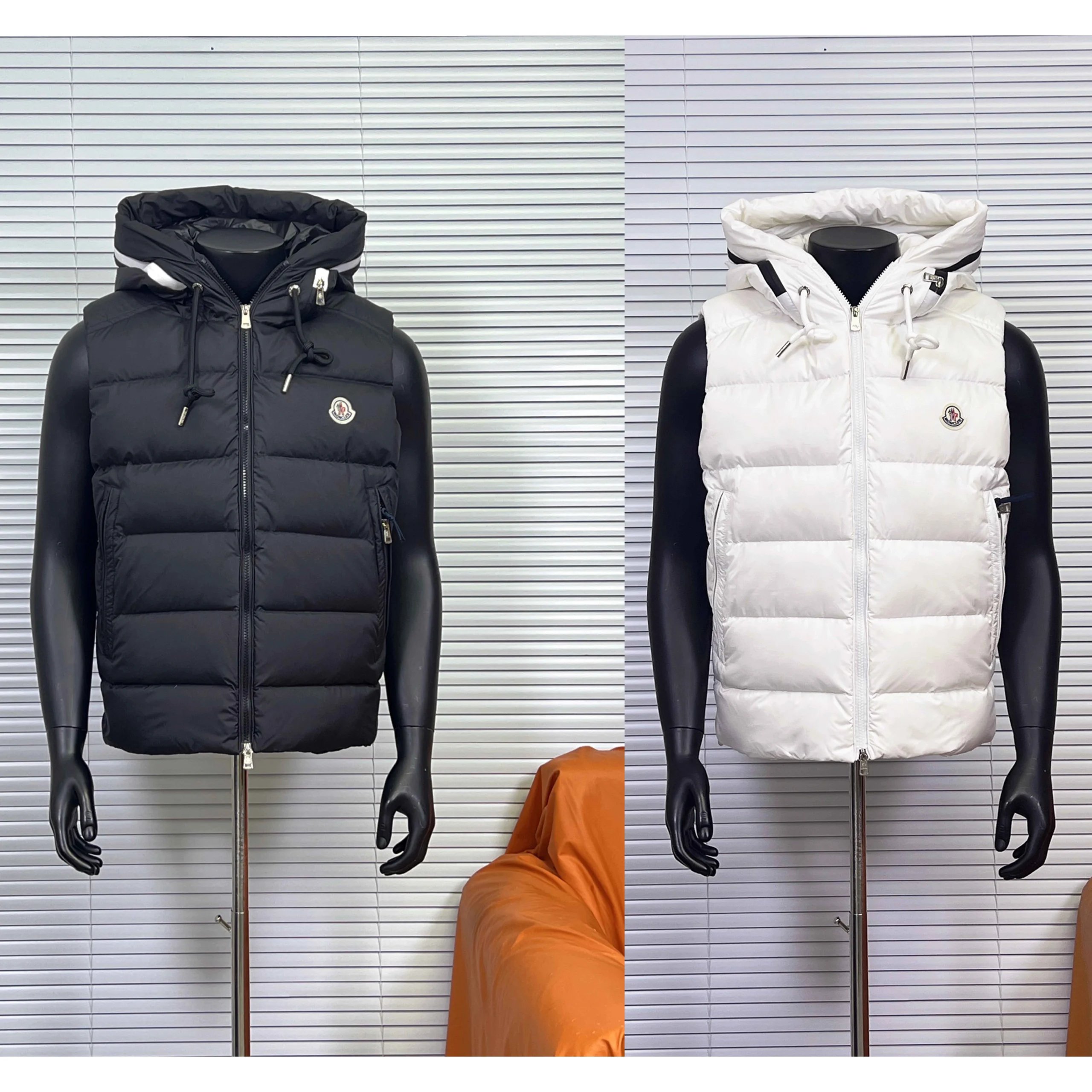 Moncler Puffer Gilet Hooded Down Vest Black and White