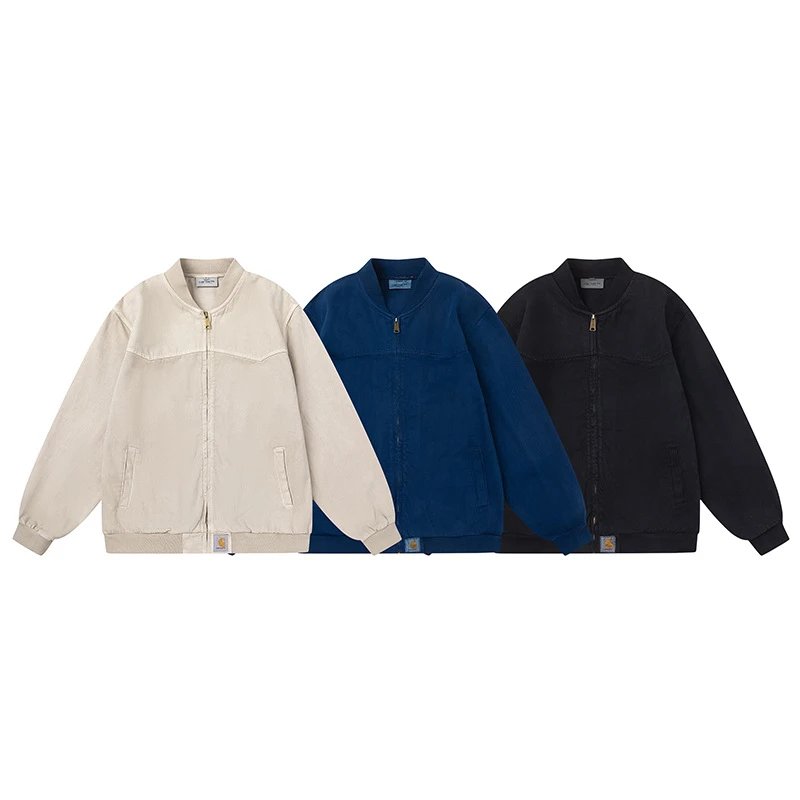 Carhartt Detroit Vintage Canvas Jacket Beige Blue and Black