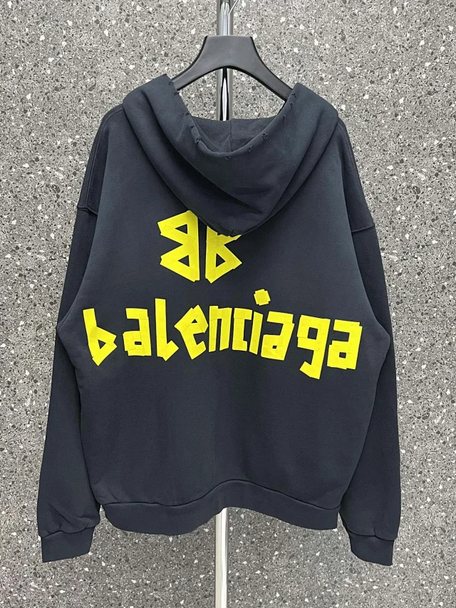 Balenciaga BB Pixel Oversized Hoodie Black and Yellow