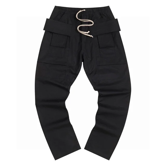 Rick Owens Cargo Drawstring Pants Streetwear Trousers Black