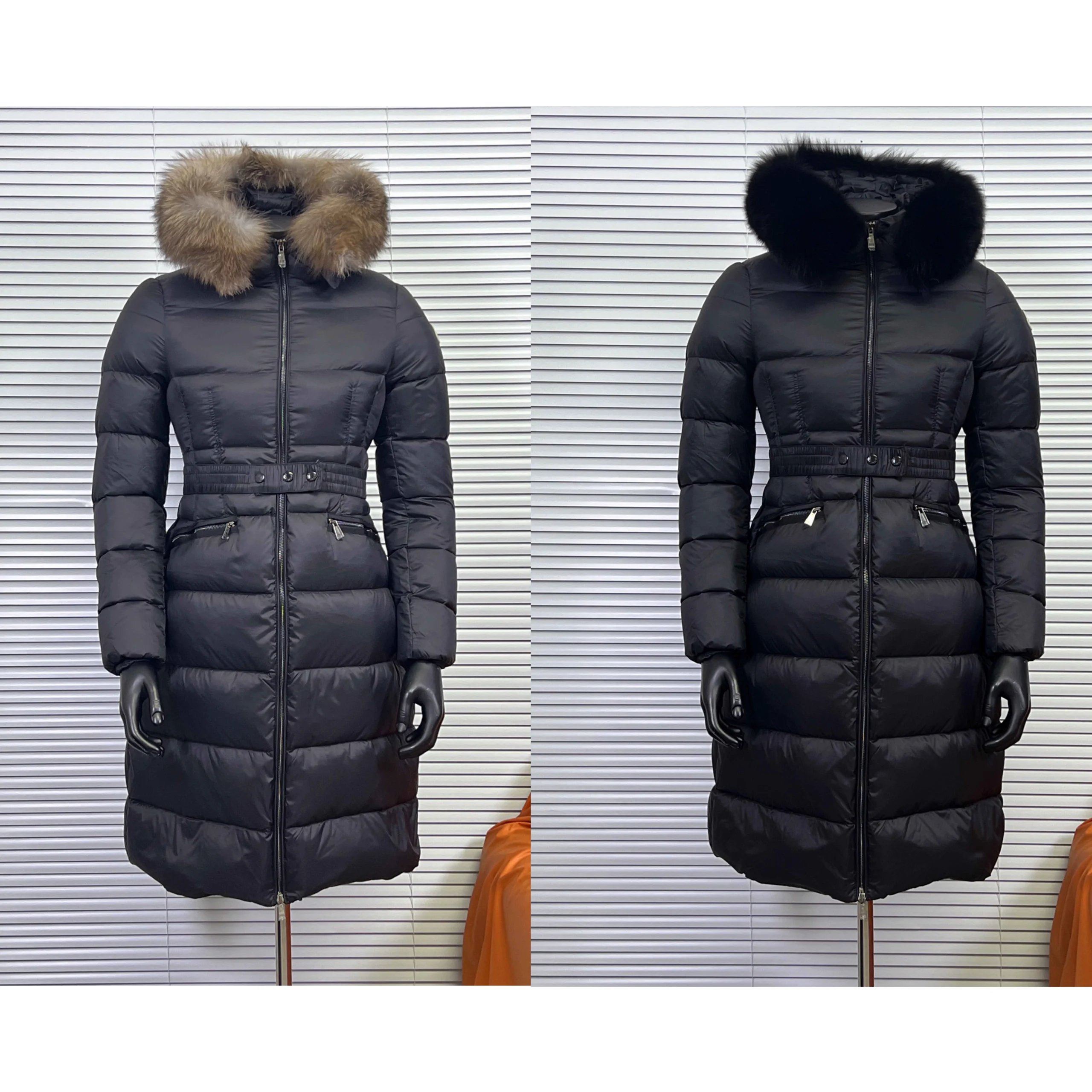 Moncler Hermine Fur Hooded Puffer Jacket Black