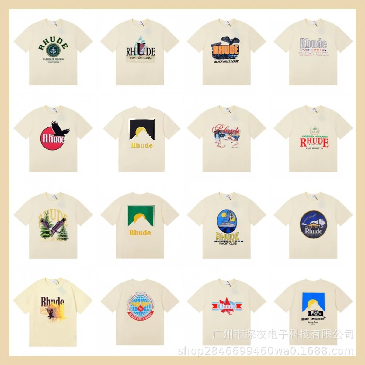 Rhude Graphic Print Oversized Tee White
