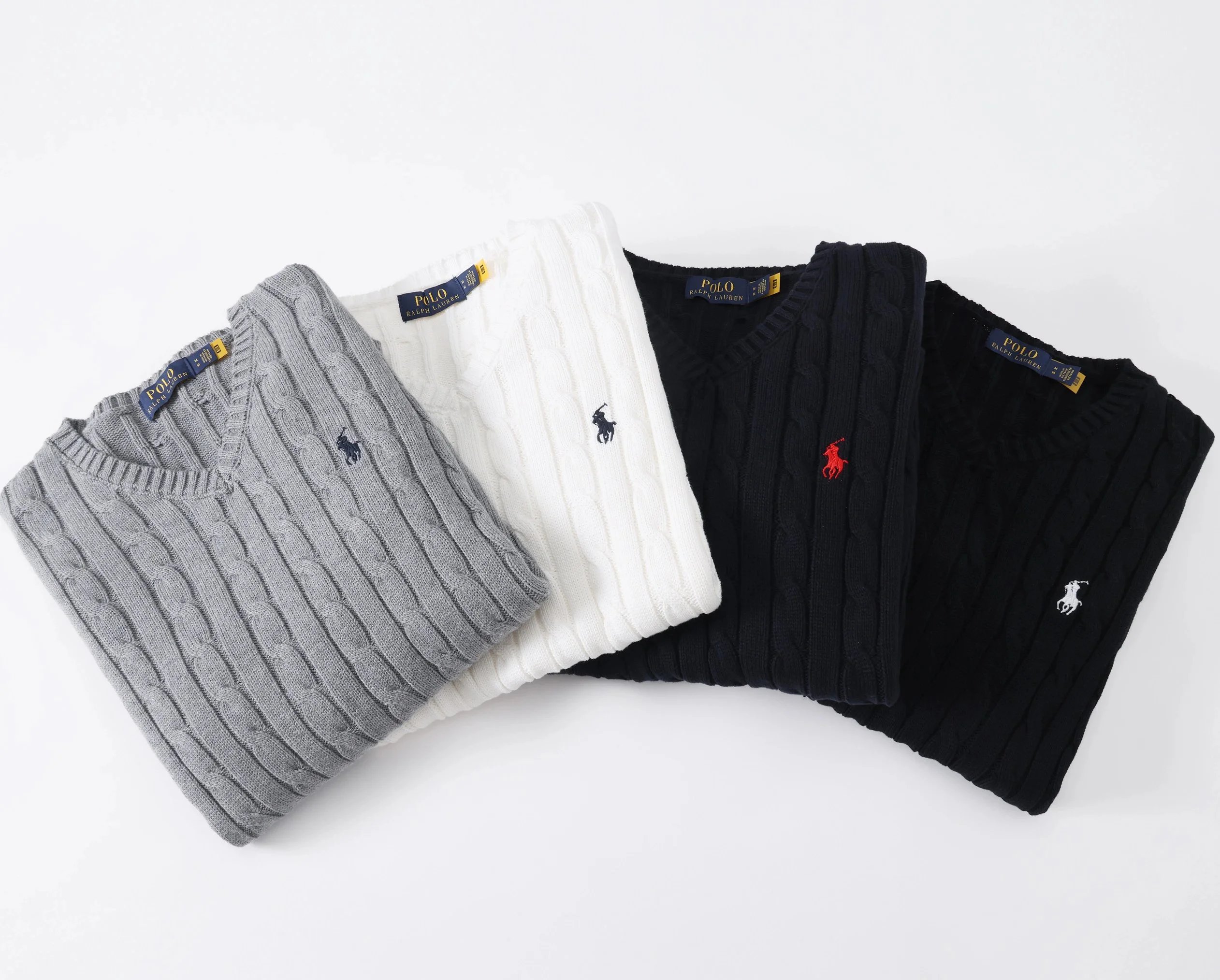 Polo Ralph Lauren PRL Cable Knit V-Neck Sweater Multicolor