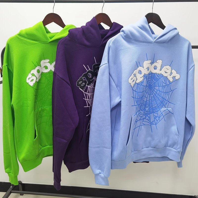 Sp5der Web Hoodie Oversized Streetwear Sweatshirt Multicolor