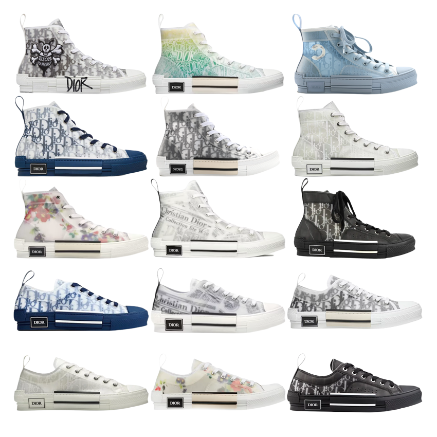 Dior B23 High Top and Low Top Sneakers Multicolor