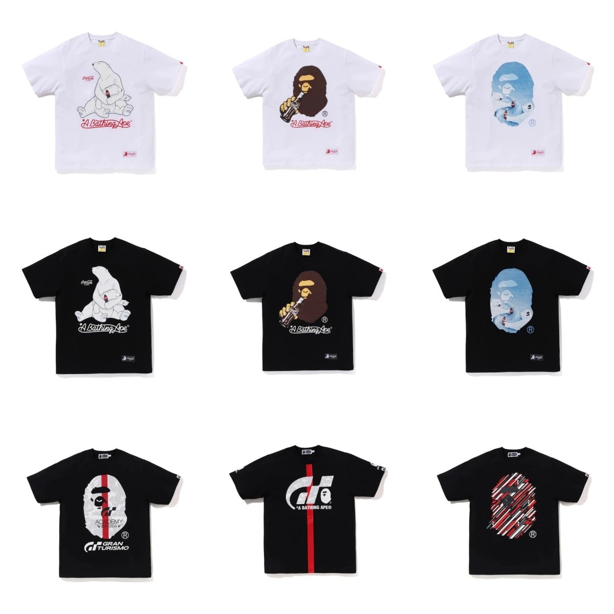 A Bathing Ape BAPE Graphic Streetwear T-Shirt Collection Multicolor