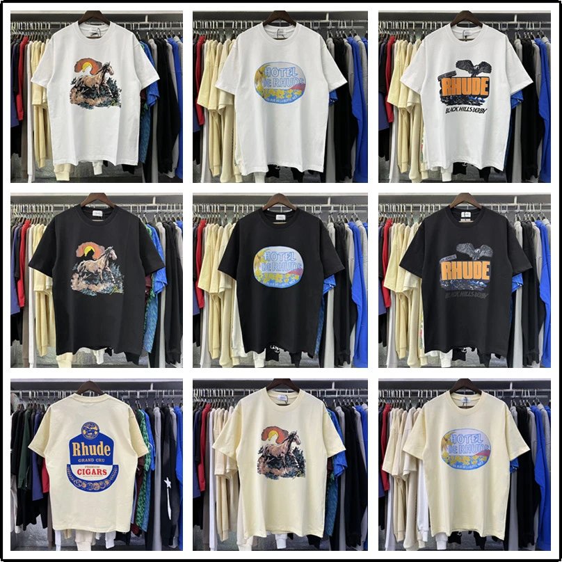 Rhude Graphic Print Vintage Streetwear T-Shirt Multicolor
