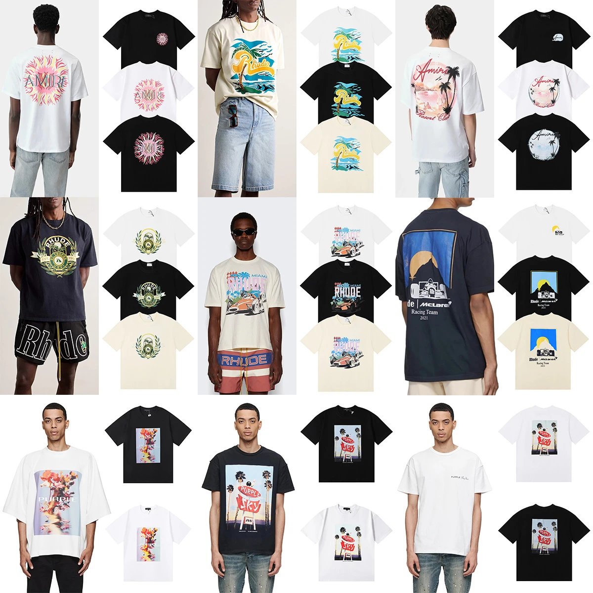 Rhude Graphic Print Oversized T-Shirt Multicolor