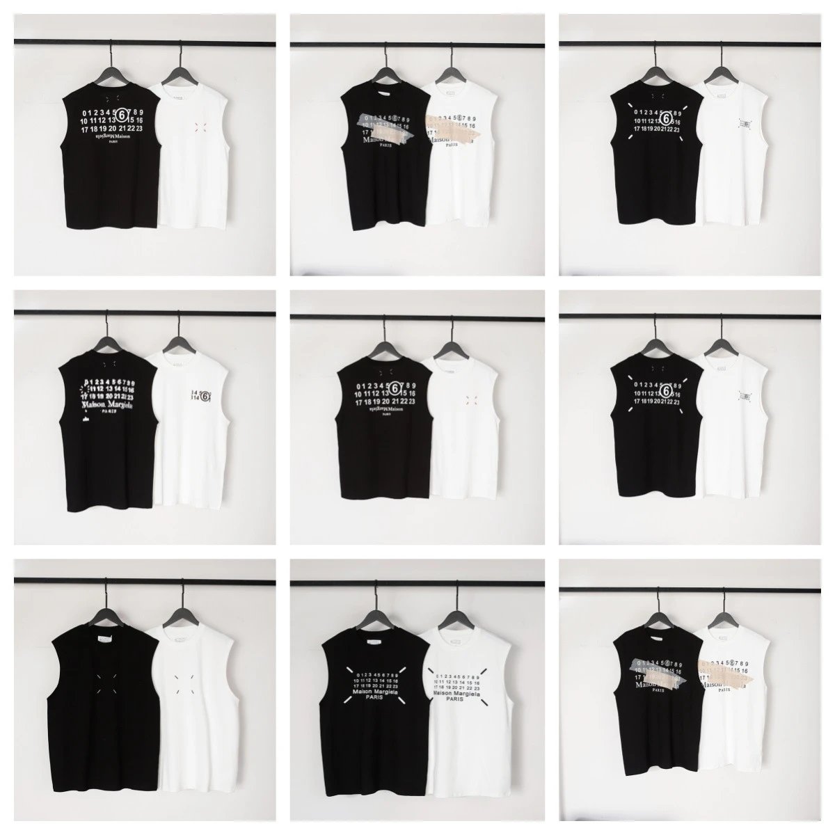 Maison Margiela MM6 Numeric Graphic Sleeveless Tank Top Black and White
