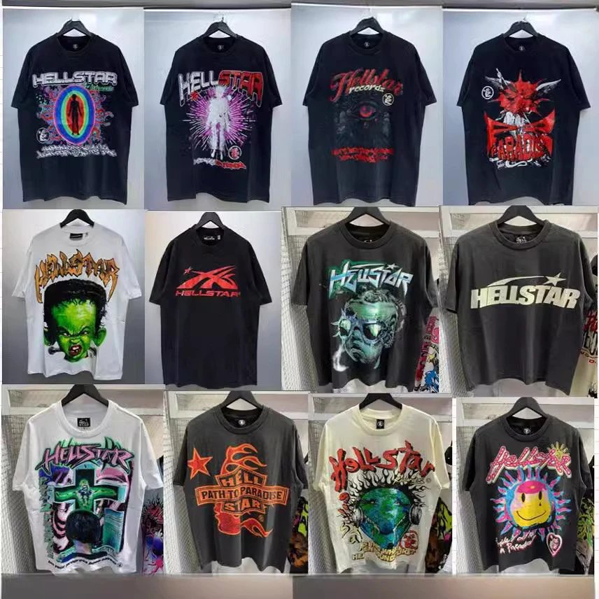 Hellstar Graphic Print Vintage Streetwear T-Shirt Multicolor