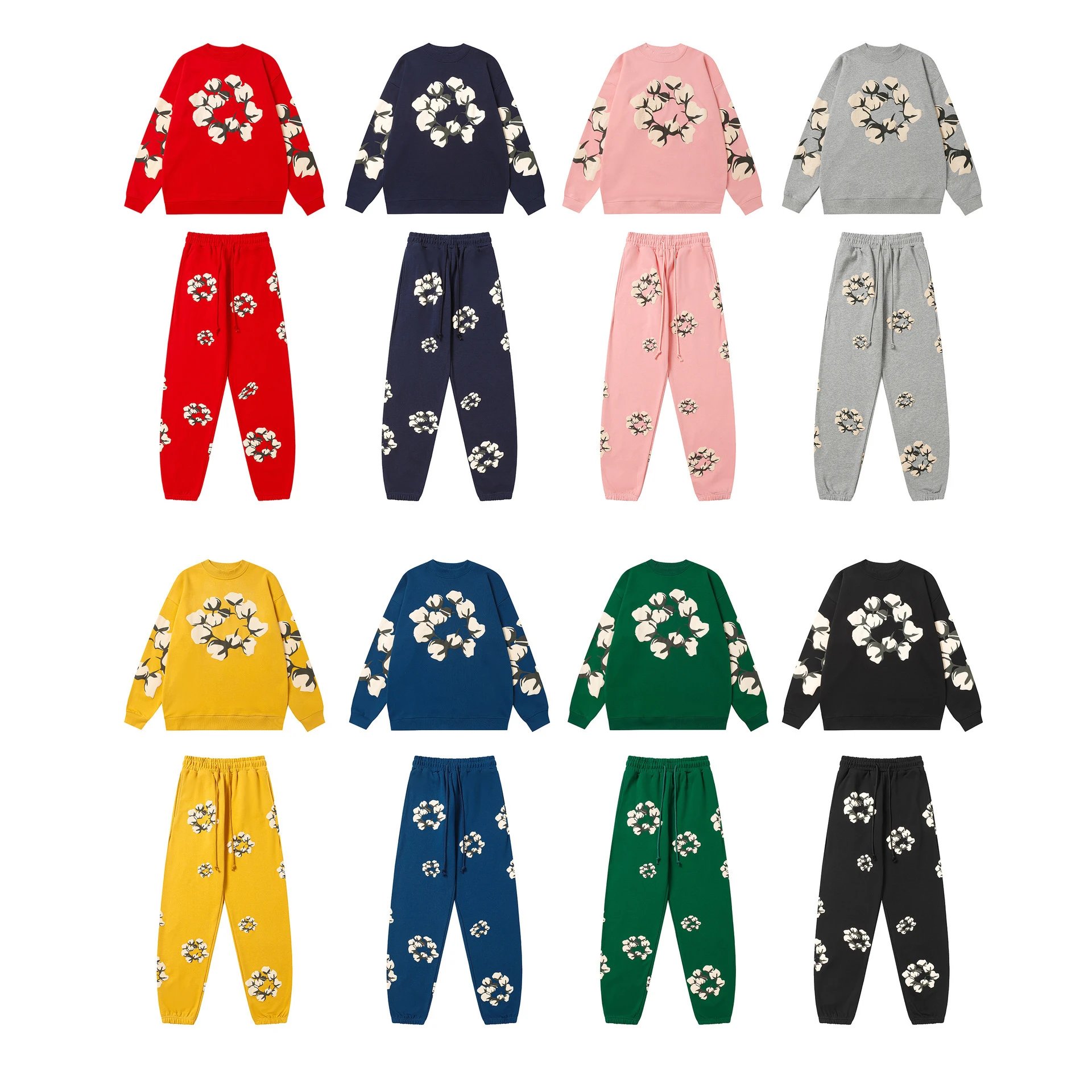 Design Floral Print Matching Set Casual Tracksuit Set Multicolor