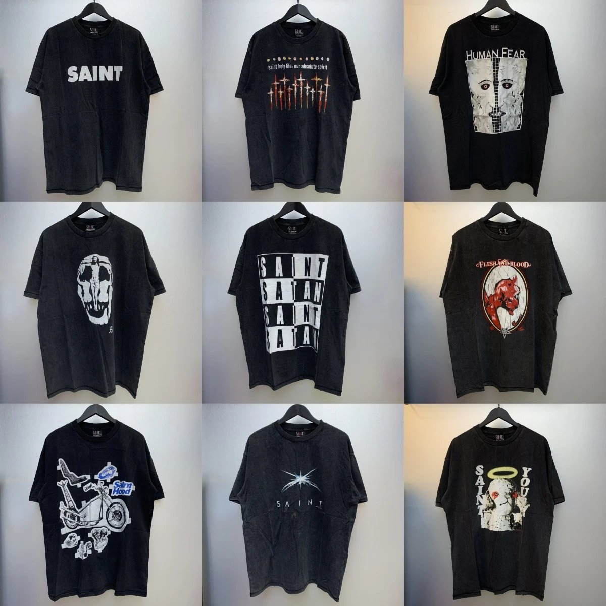 Saint Michael SAINT Mxxxxxx Graphic Print Oversized Tee Black