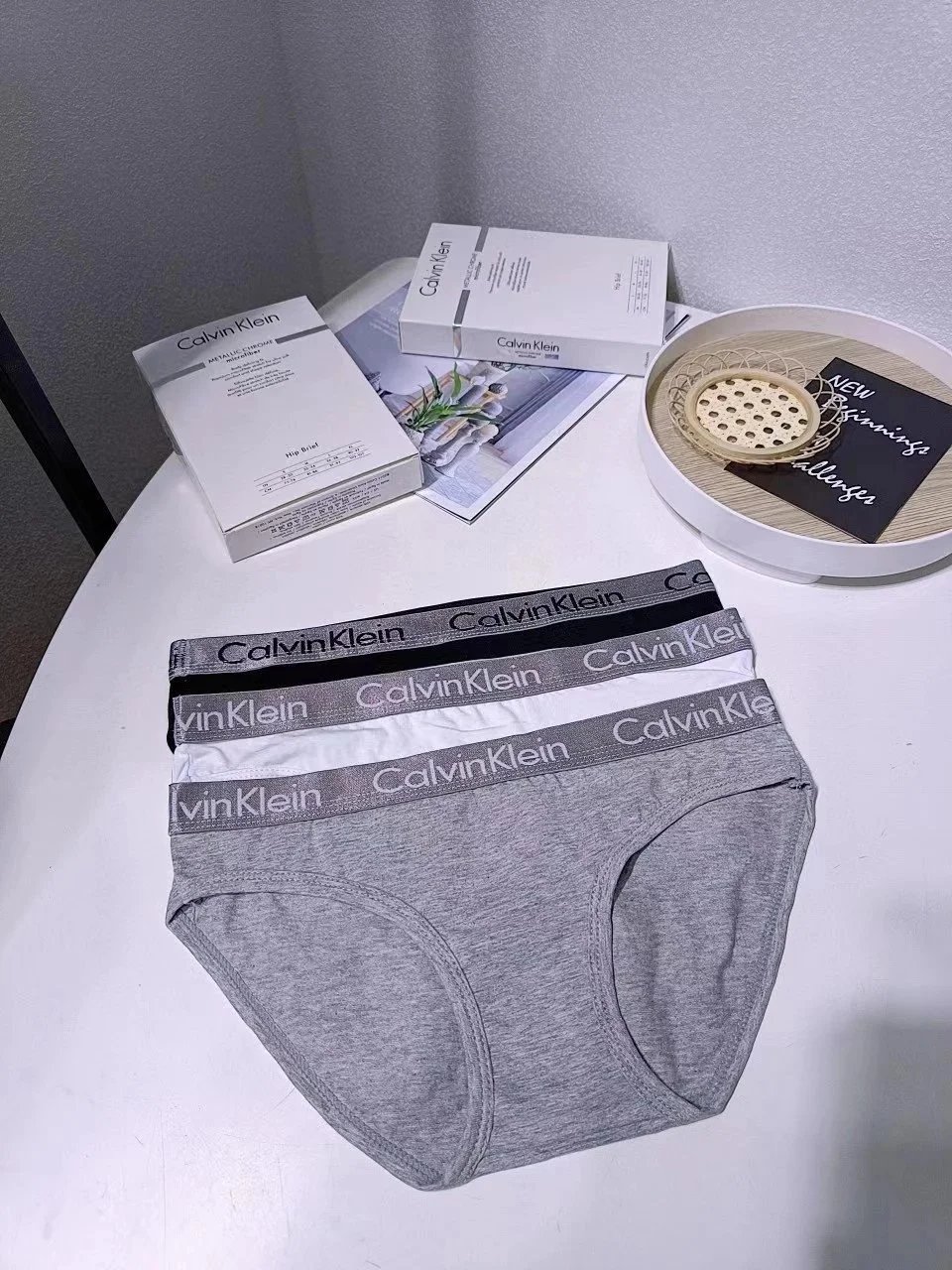 Calvin Klein CK Hip Brief Cotton Underwear Set Black White and Gray
