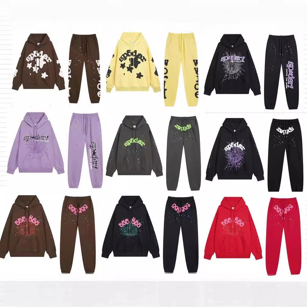 Sp5der Graphic Print Streetwear Tracksuit Set Multicolor
