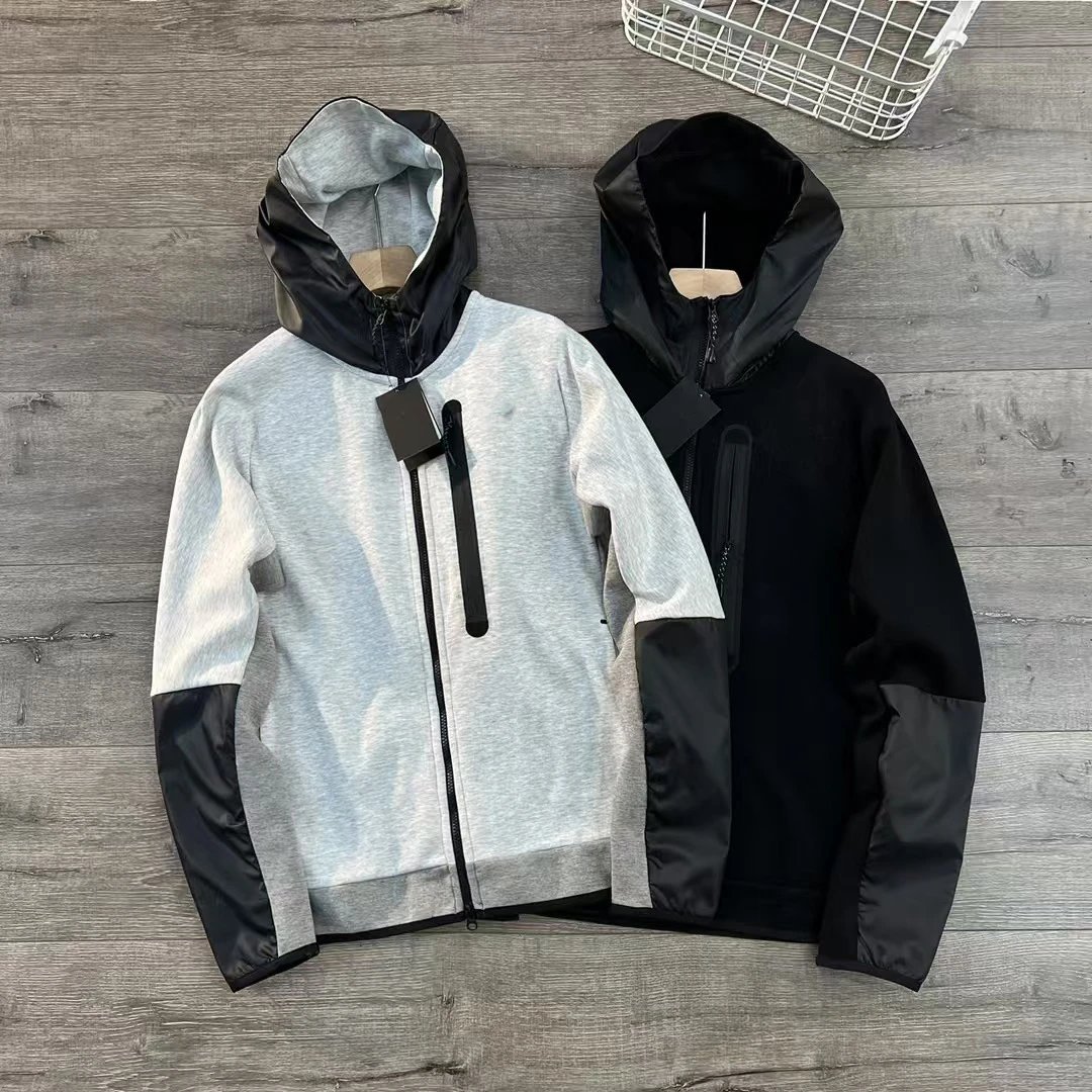 Design Tech Fleece Zip-Up Hoodie Grey and Black