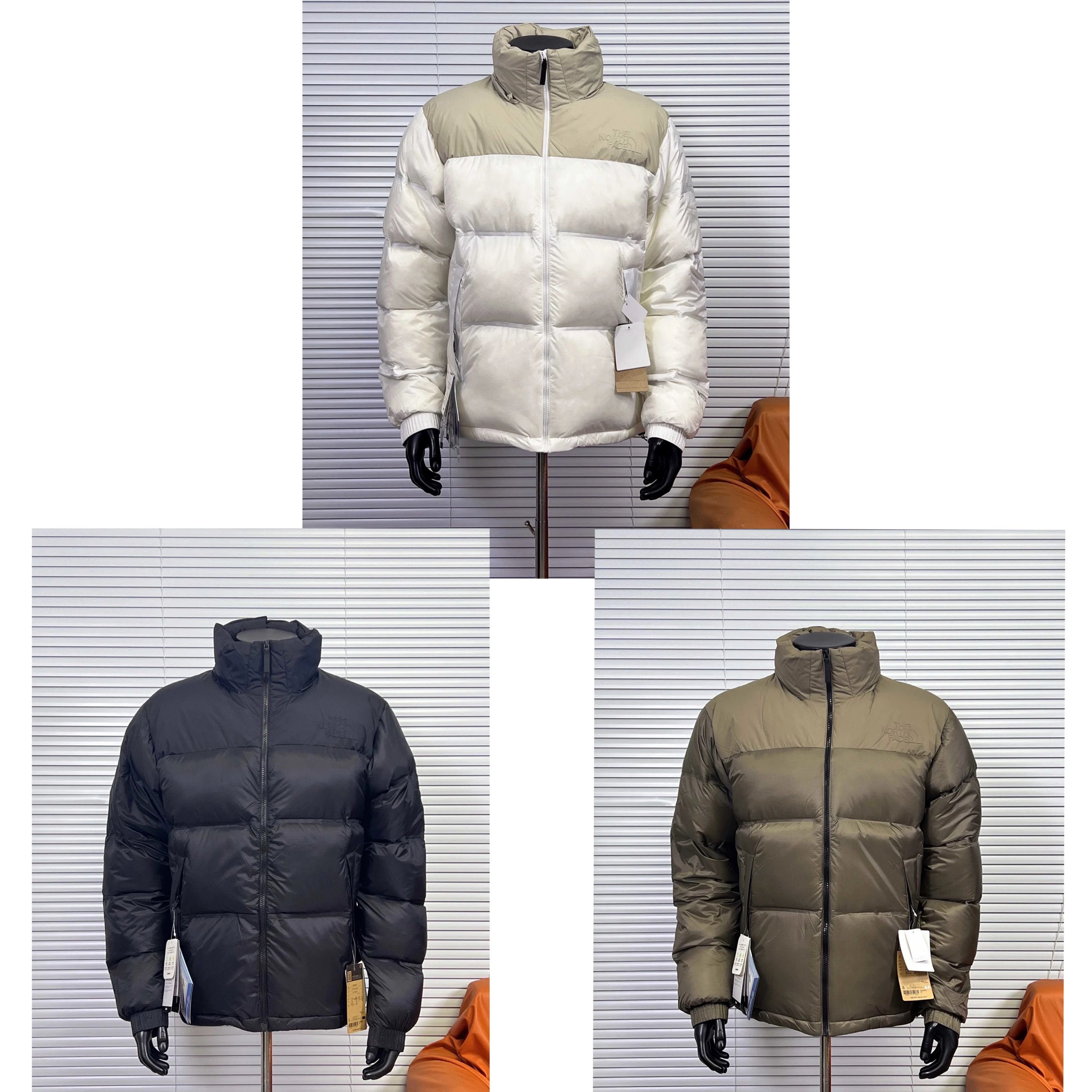 The North Face TNF Nuptse 1996 Puffer Down Jacket White Black and Olive
