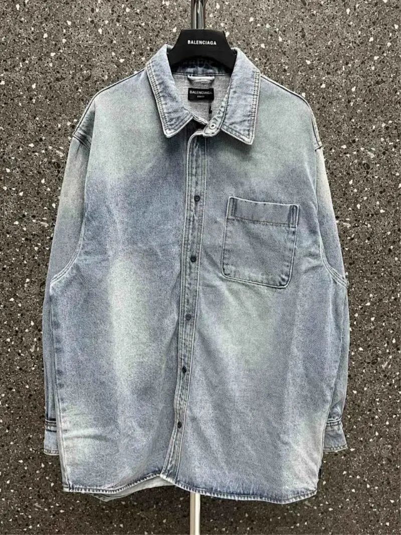 Balenciaga Oversized Vintage Denim Shirt Blue