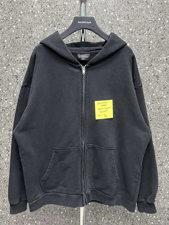 Balenciaga Medium Fit Zip-Up Hoodie Oversized Black