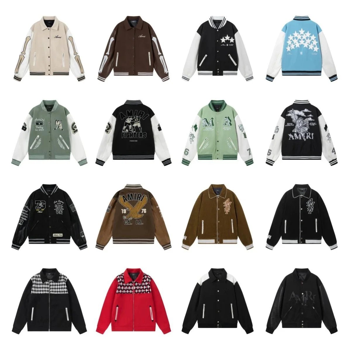 Amiri Varsity Jacket Graphic Streetwear Collection Multicolor