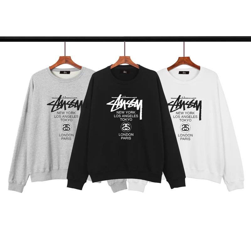 Stussy World Tour Graphic Streetwear Crewneck Sweatshirt Multicolor