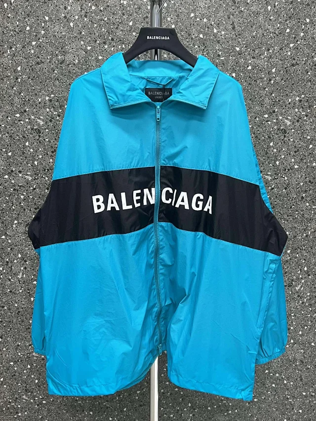 Balenciaga Oversized Windbreaker Jacket Blue and Black