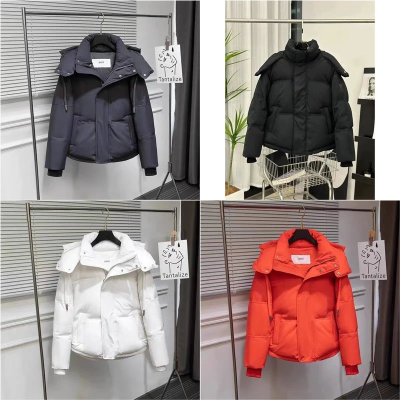 Ami Paris Ami Puffer Jacket Hooded Down Jacket Multicolor