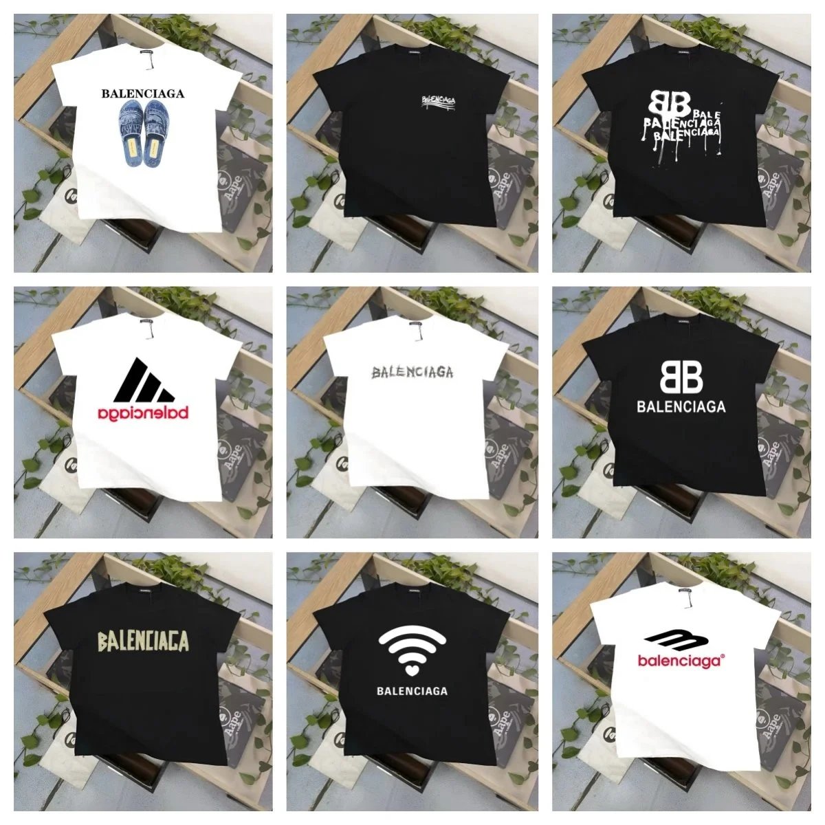 Balenciaga Graphic Print Cotton T-Shirt Multicolor