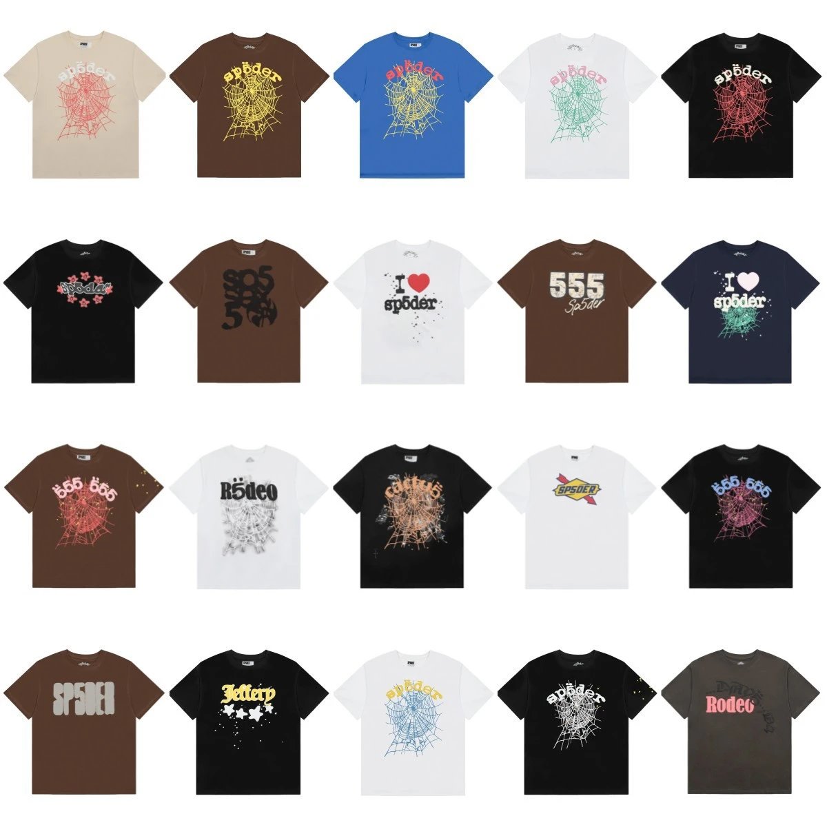 Sp5der Sp5der Graphic Print Streetwear T-Shirt Multicolor