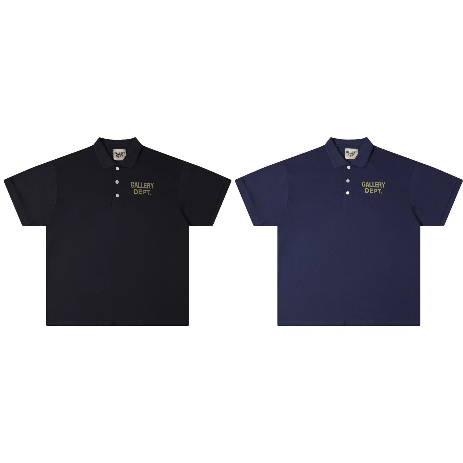 Gallery Dept. Graphic Print Oversized Polo Shirt Black and Navy