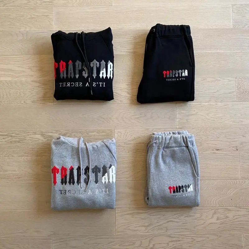 Trapstar It's A Secret Streetwear Tracksuit Set Black and Gray