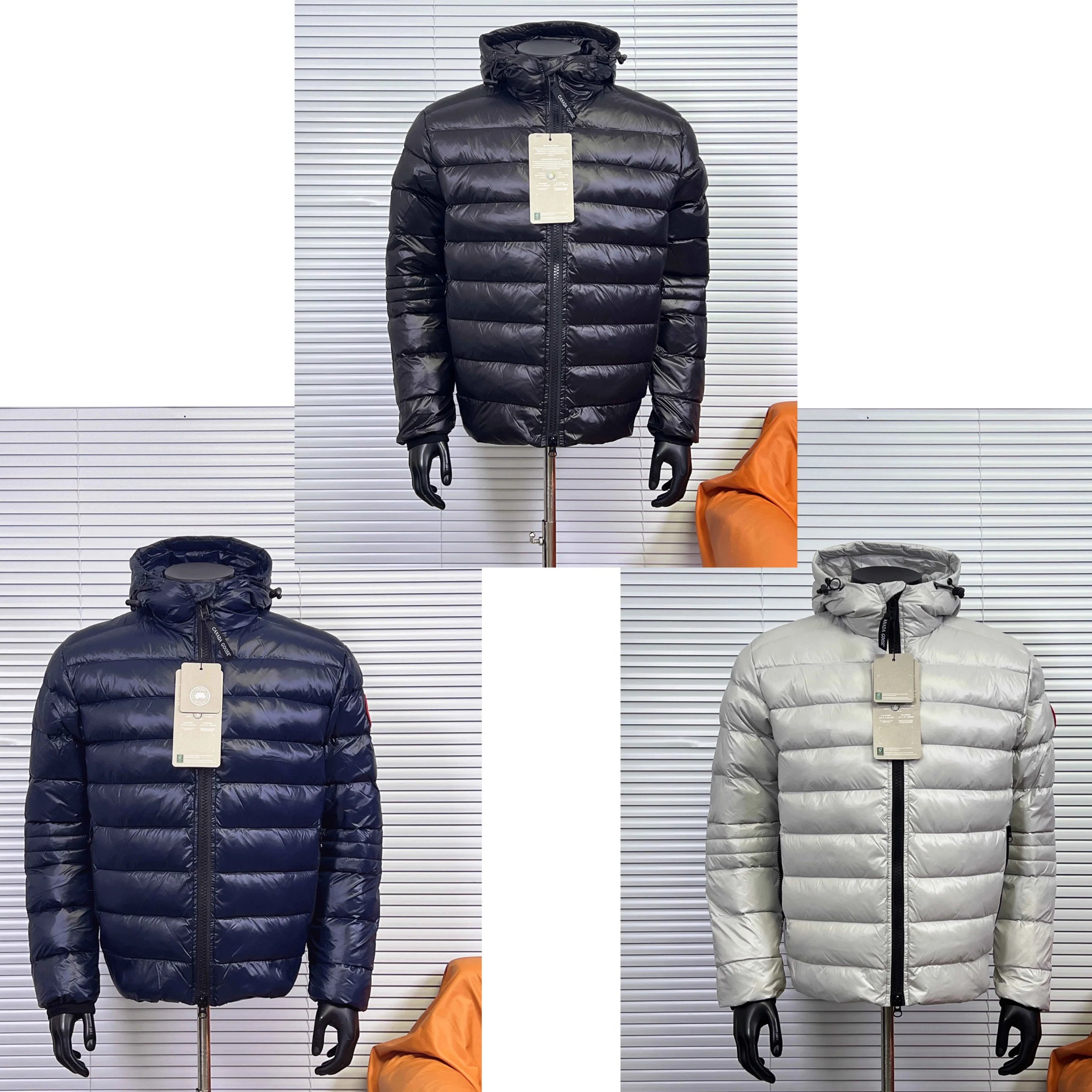 Canada Goose Crofton Hoody Lightweight Puffer Jacket Black Navy and Silver