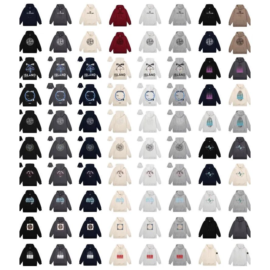 Stone Island Graphic Print Streetwear Hoodie Multicolor