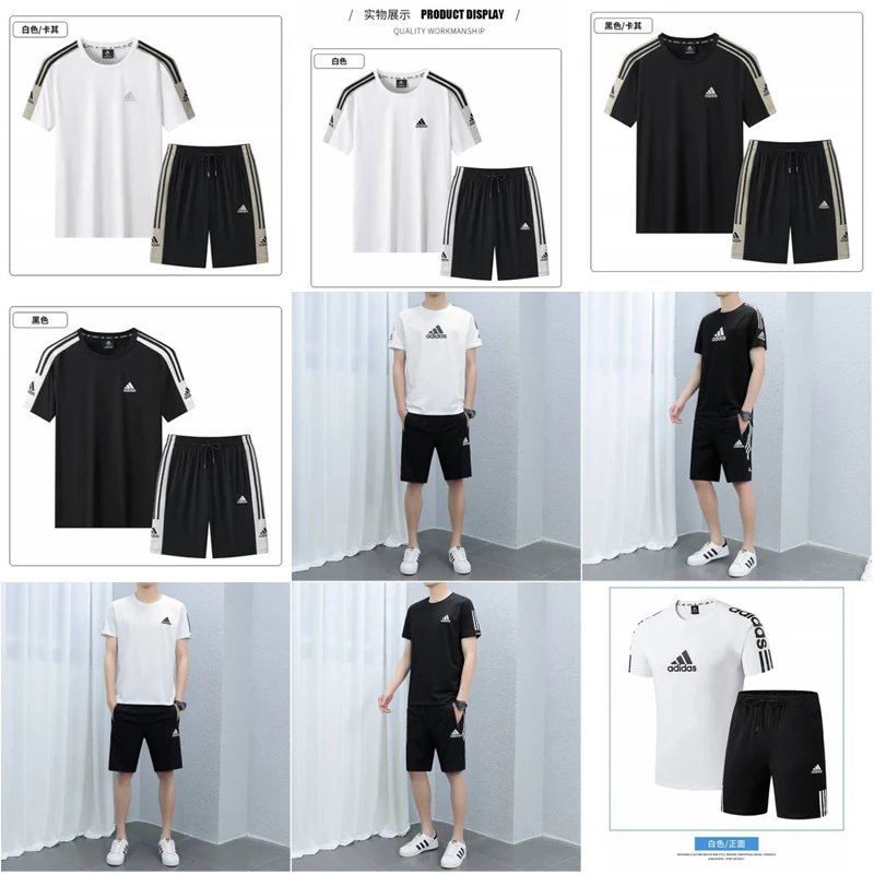 Adidas Three-Stripe Sporty Matching Set Black and White