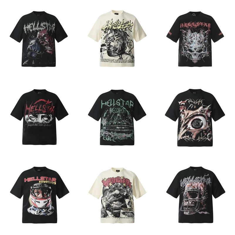 Hellstar Graphic Print Oversized Tee Black and White