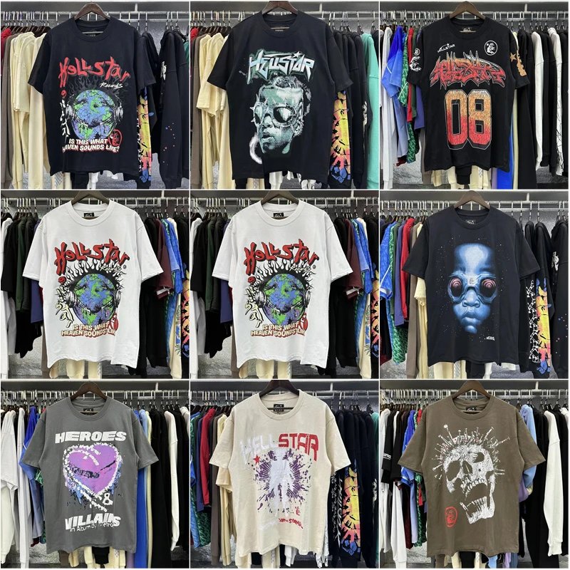 Hellstar Graphic Print Vintage Streetwear T-Shirt Multicolor