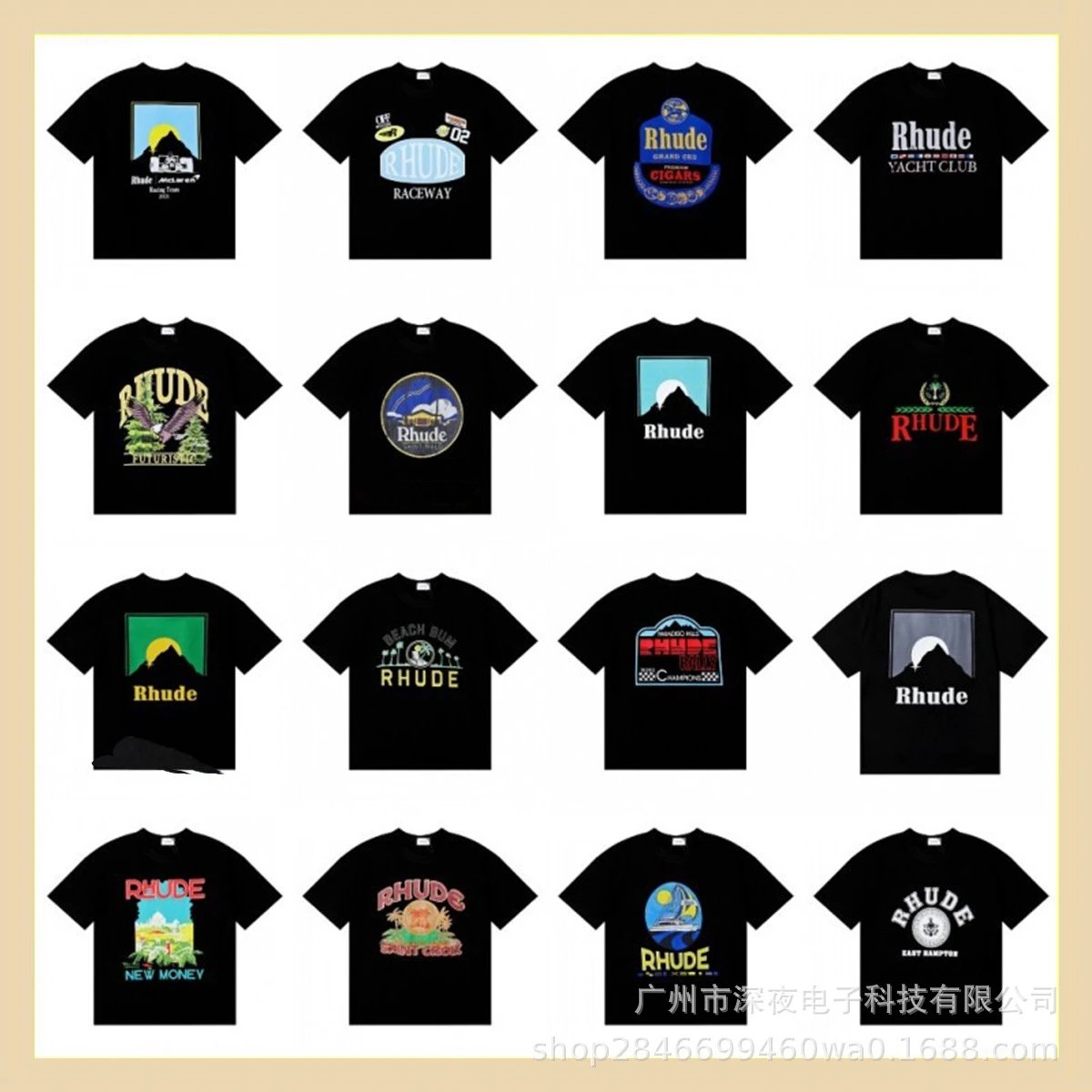 Rhude Graphic Print Oversized Tee Black