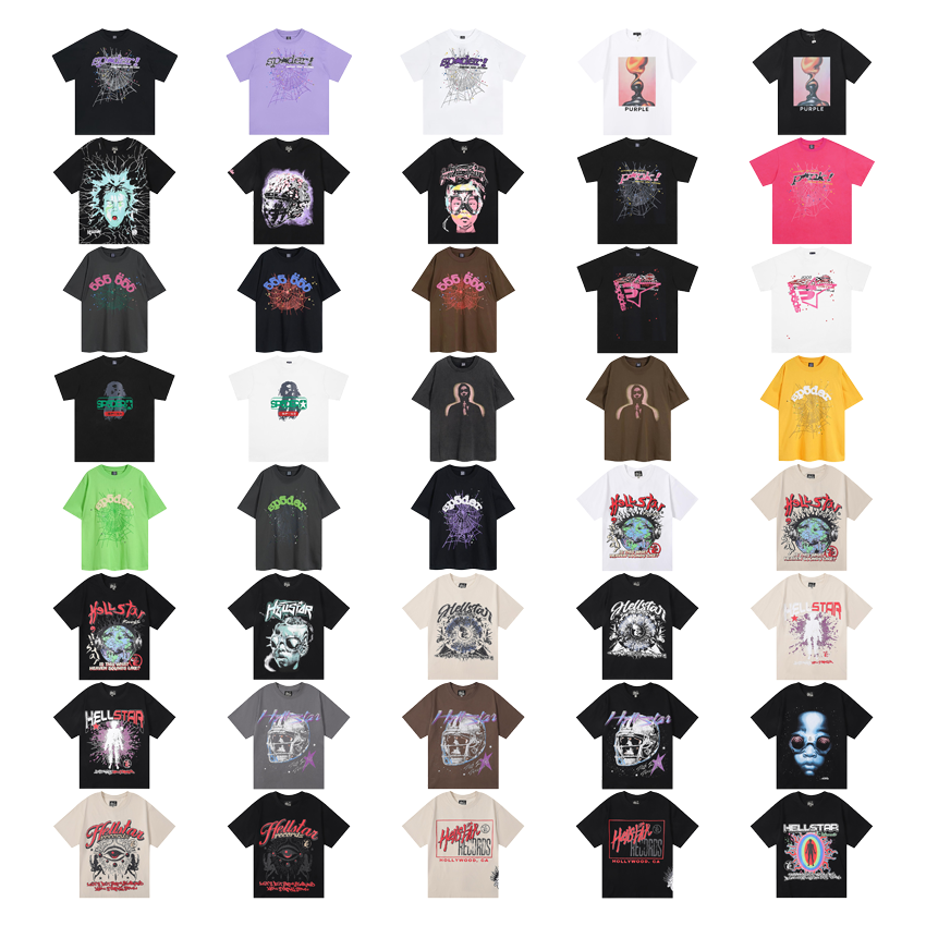 Sp5der Graphic Print Streetwear T-Shirt Multicolor