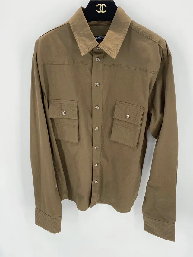 Chrome Hearts Silver Button Utility Shirt Brown