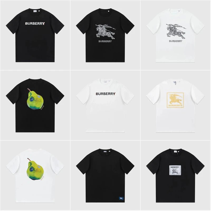 Burberry Graphic Print Cotton T-Shirt Black and White