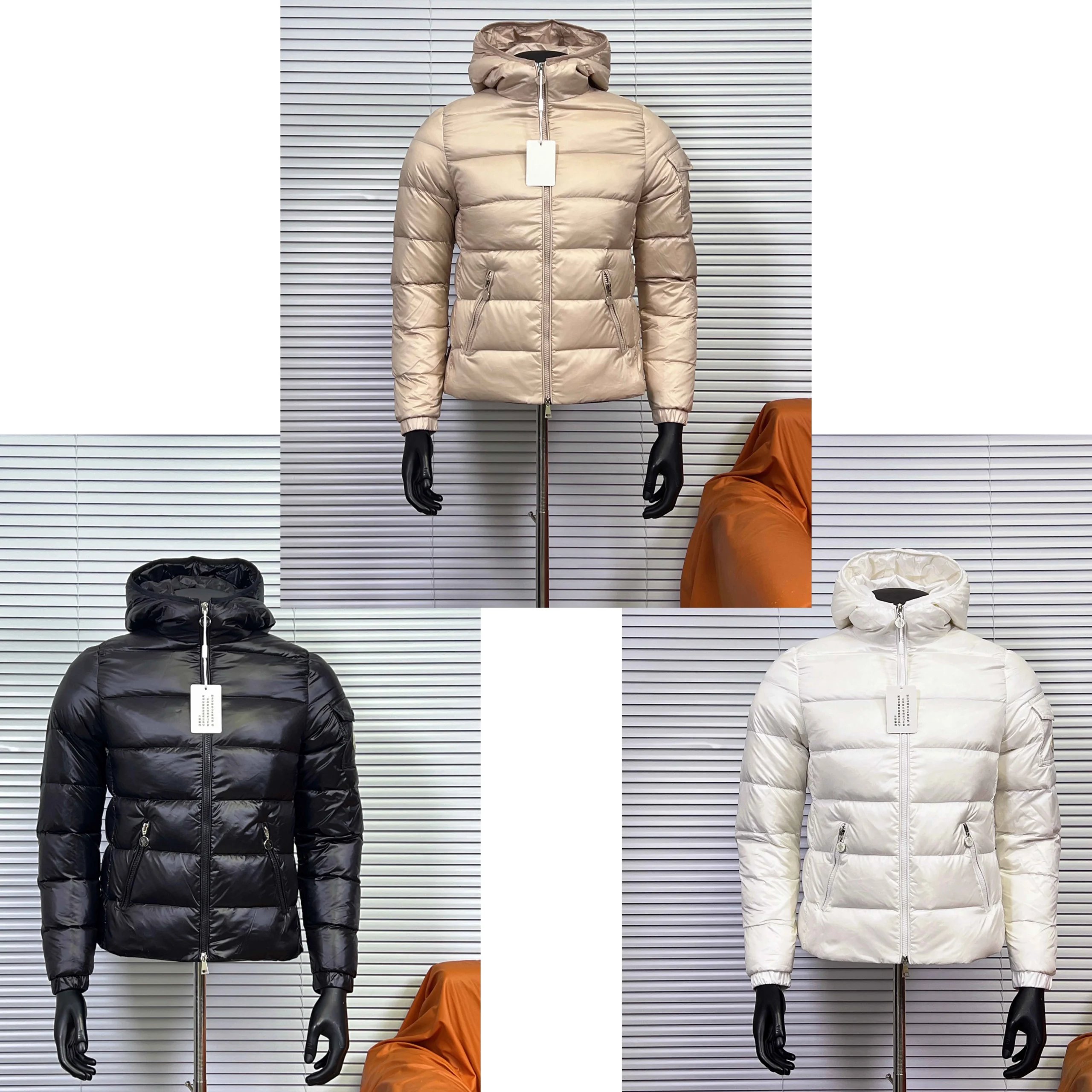 Moncler Acorus Lightweight Puffer Jacket Beige Black and White