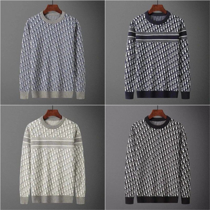 Dior Oblique Pattern Knit Crewneck Sweater Multicolor