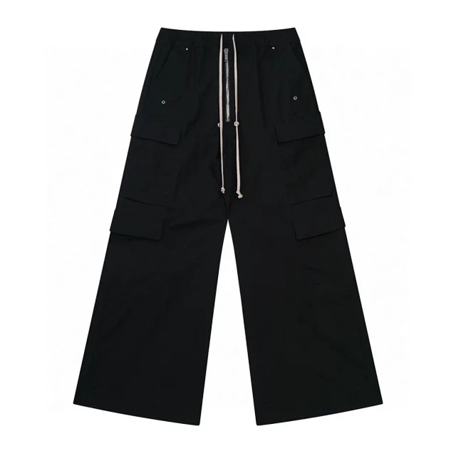 Rick Owens Cargo Drawstring Wide Leg Pants Black